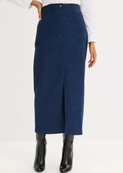bonprix bonprix Falda elástica de algodón Azul marino-índigo claro Outlet