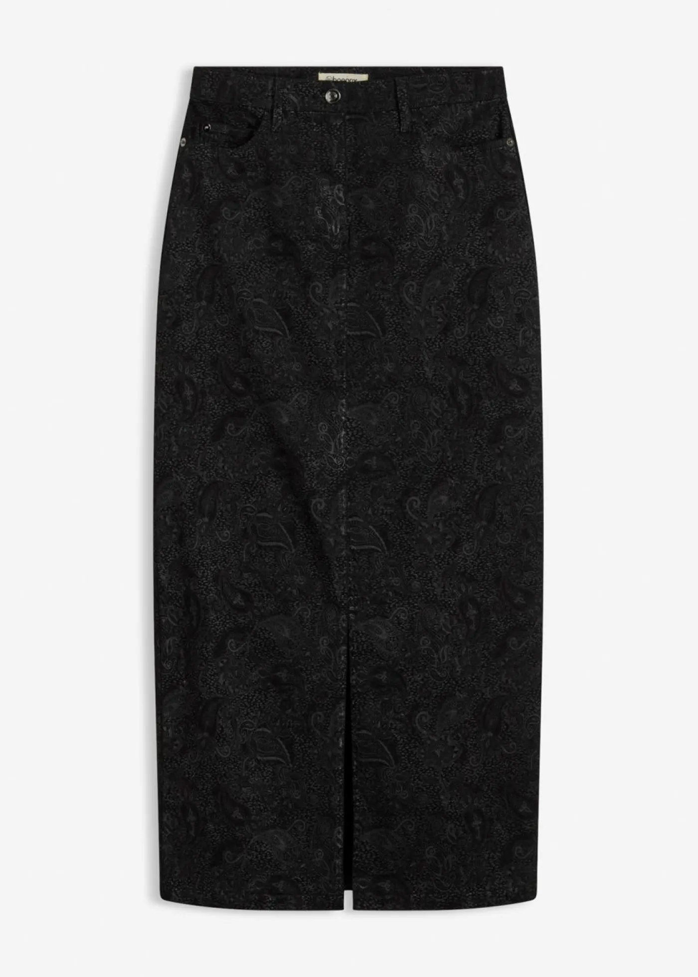 bonprix bonprix Falda elástica de algodón Negro + gris ahumado