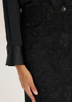 bonprix bonprix Falda elástica de algodón Negro + gris ahumado