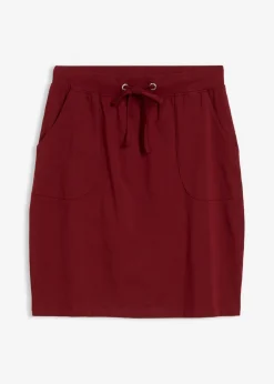 bonprix bonprix Falda elástica de algodón orgánico Rojo rubí Outlet