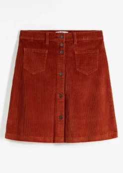 bonprix bonprix Falda elástica de pana con botones óxido Discount