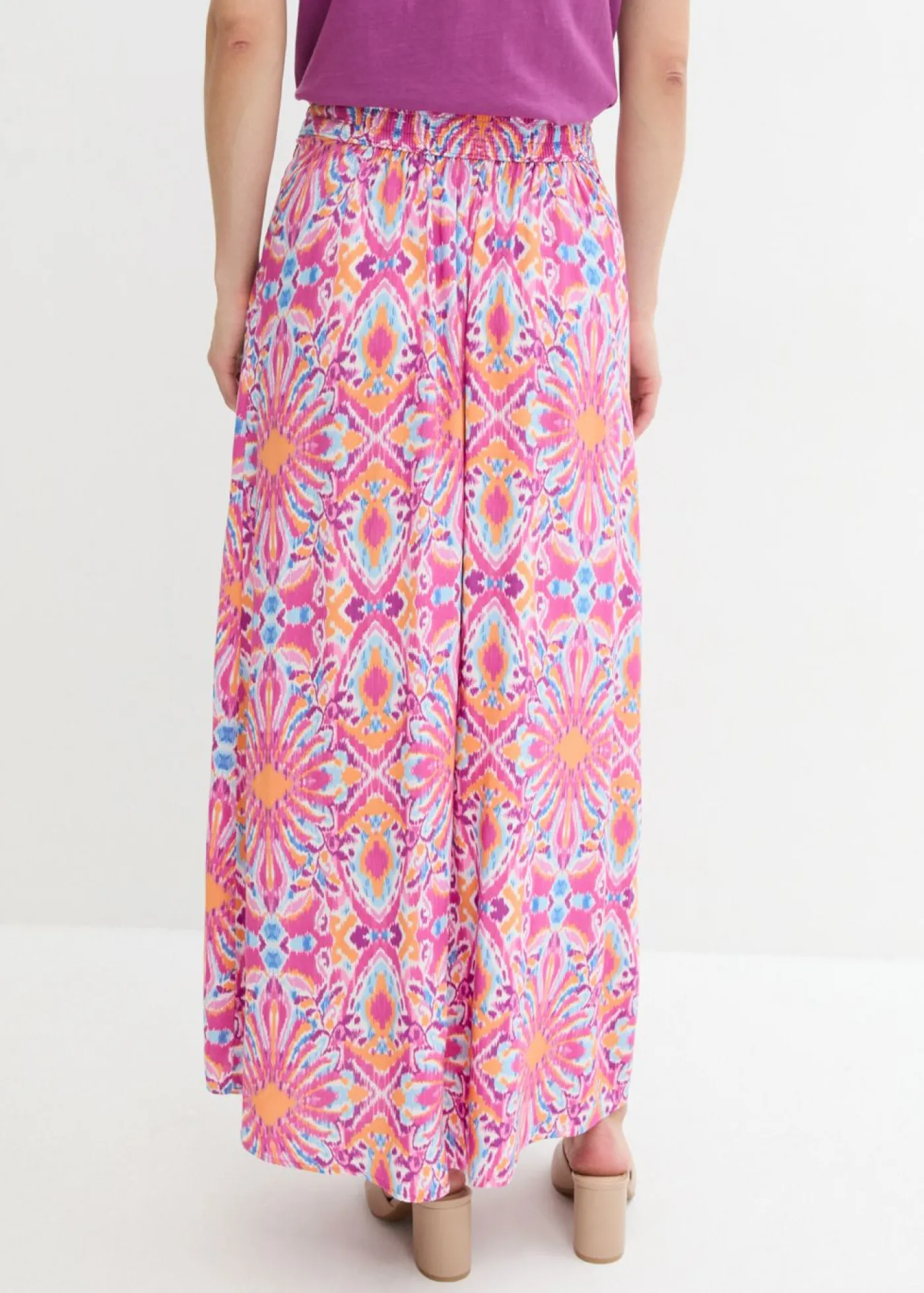 bonprix bonprix Falda laga de viscosa fluida Fucsia claro Sale