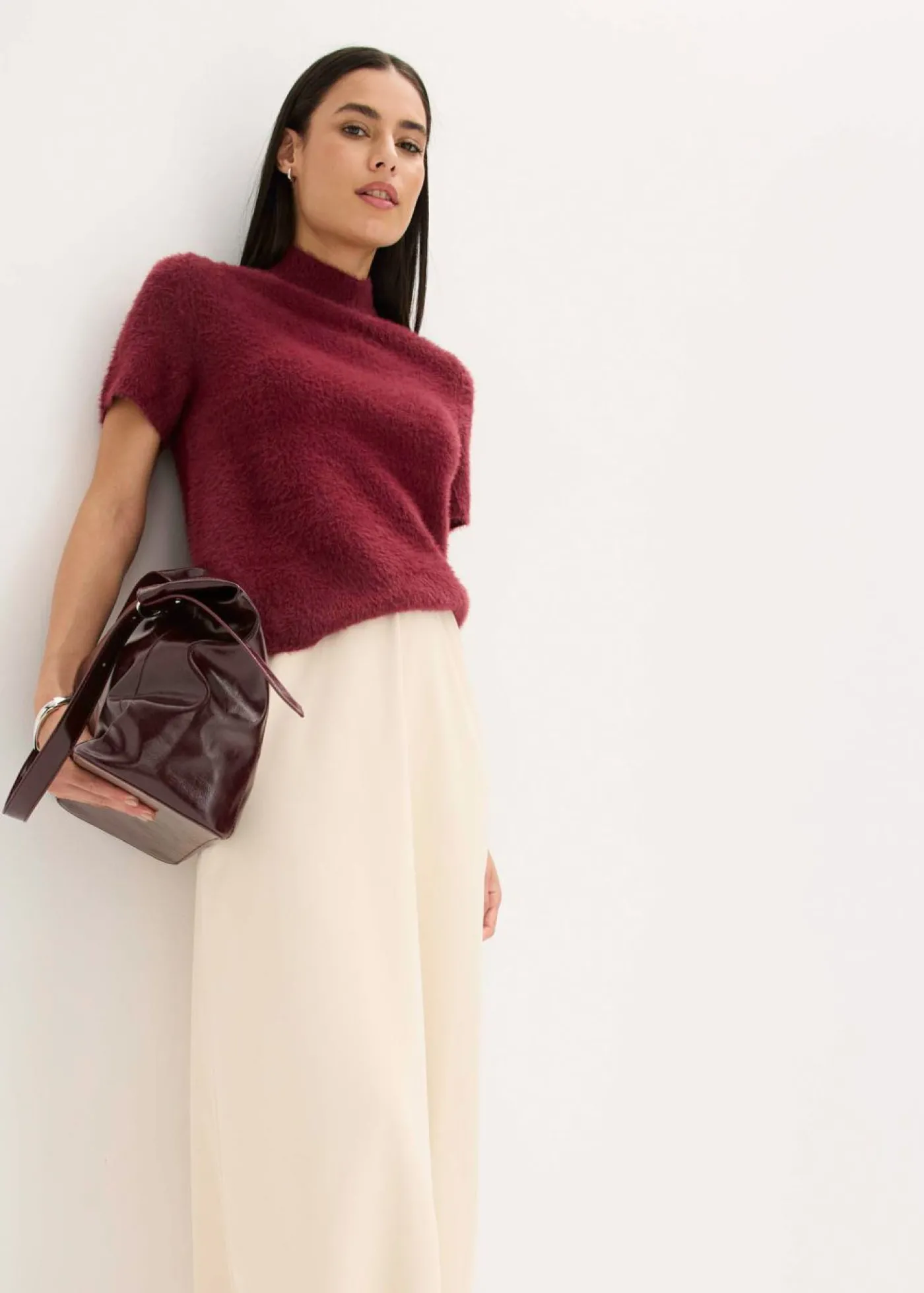 bonprix bonprix Falda larga con estructura gris guijarro New
