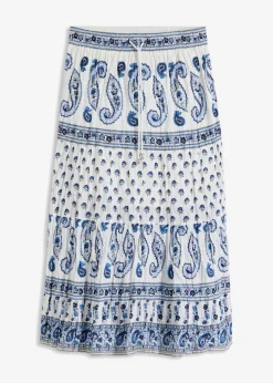bonprix bonprix Falda larga de algodón puro Azul oxford/blanco estampado Hot