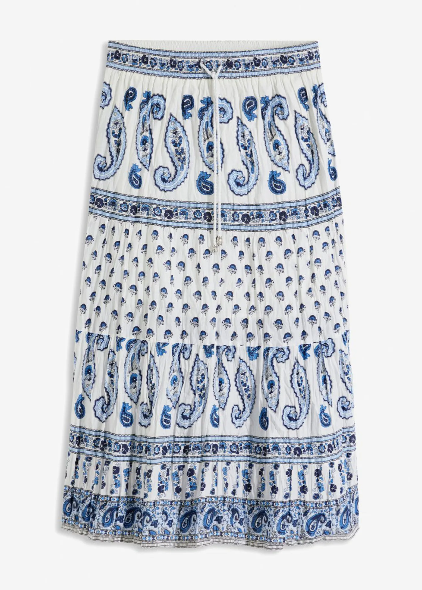 bonprix bonprix Falda larga de algodón puro Azul oxford/blanco estampado Hot