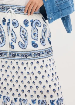 bonprix bonprix Falda larga de algodón puro Azul oxford/blanco estampado Hot