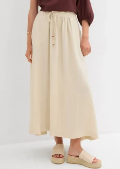 bonprix bonprix Falda larga de mezcla de lyocell fluido Crudo New