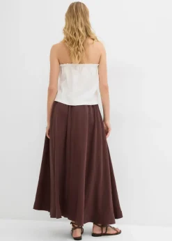 bonprix bonprix Falda larga de mezcla de lyocell fluido Marrón tierra Online