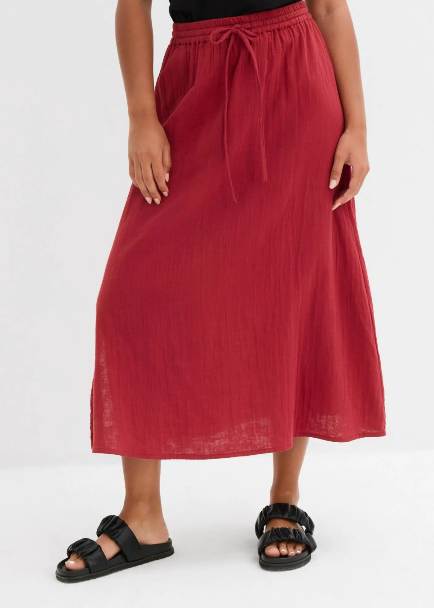 bonprix bonprix Falda larga de muselina Rojo New