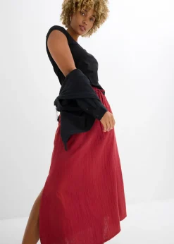 bonprix bonprix Falda larga de muselina Rojo New