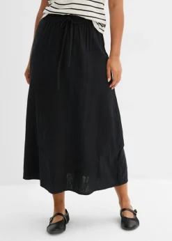 bonprix bonprix Falda larga de muselina Negro Discount