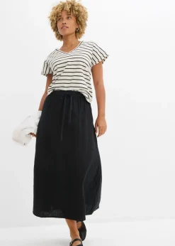 bonprix bonprix Falda larga de muselina Negro Discount