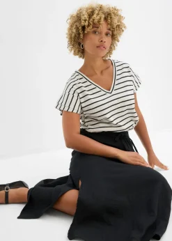 bonprix bonprix Falda larga de muselina Negro Discount