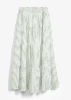 bonprix bonprix Falda larga de rayas de algodón puro salvia ahumado-blanco lana con rayas Clearance