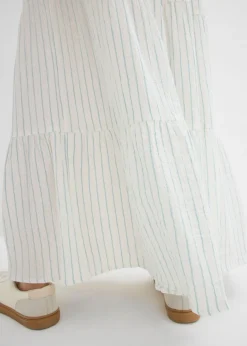 bonprix bonprix Falda larga de rayas de algodón puro azul hielo-blanco lana con rayas New