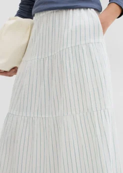 bonprix bonprix Falda larga de rayas de algodón puro azul hielo-blanco lana con rayas New