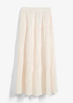 bonprix bonprix Falda larga de rayas de algodón puro cuarzo rosa-blanco lana con rayas Online