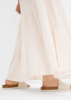bonprix bonprix Falda larga de rayas de algodón puro cuarzo rosa-blanco lana con rayas Online