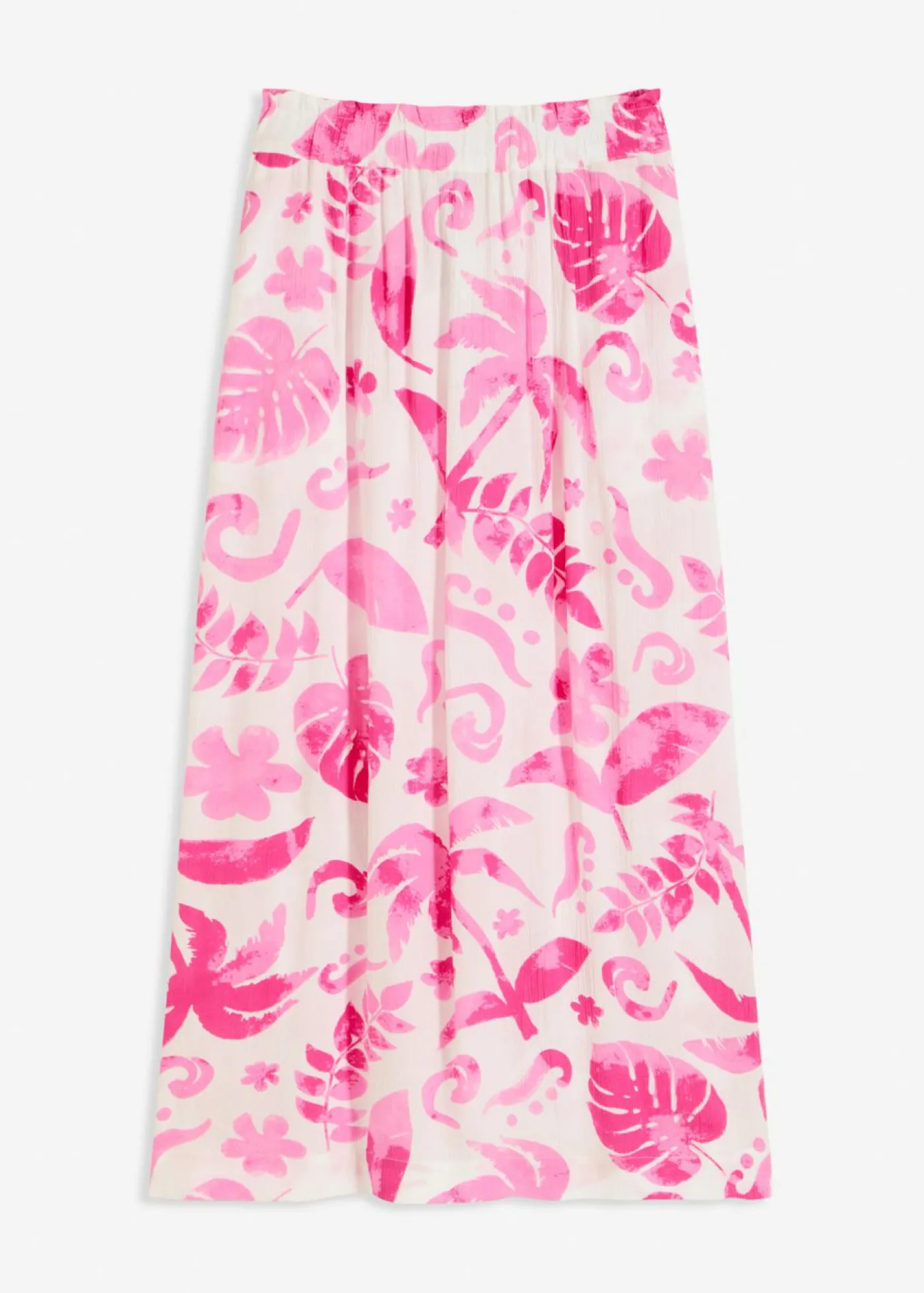 bonprix bonprix Falda larga de viscosa estructurada Blanco-fucsia de flores