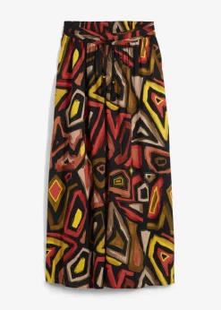 bonprix bonprix Falda larga de viscosa fluida Rojo carmín/negro estampado New