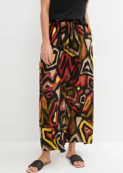 bonprix bonprix Falda larga de viscosa fluida Rojo carmín/negro estampado New