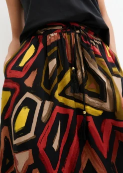 bonprix bonprix Falda larga de viscosa fluida Rojo carmín/negro estampado New