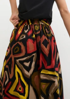 bonprix bonprix Falda larga de viscosa fluida Rojo carmín/negro estampado New