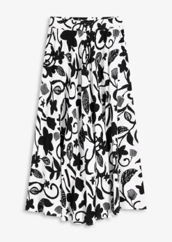 bonprix bonprix Falda larga de viscosa fluida Blanco lana-negro Hot