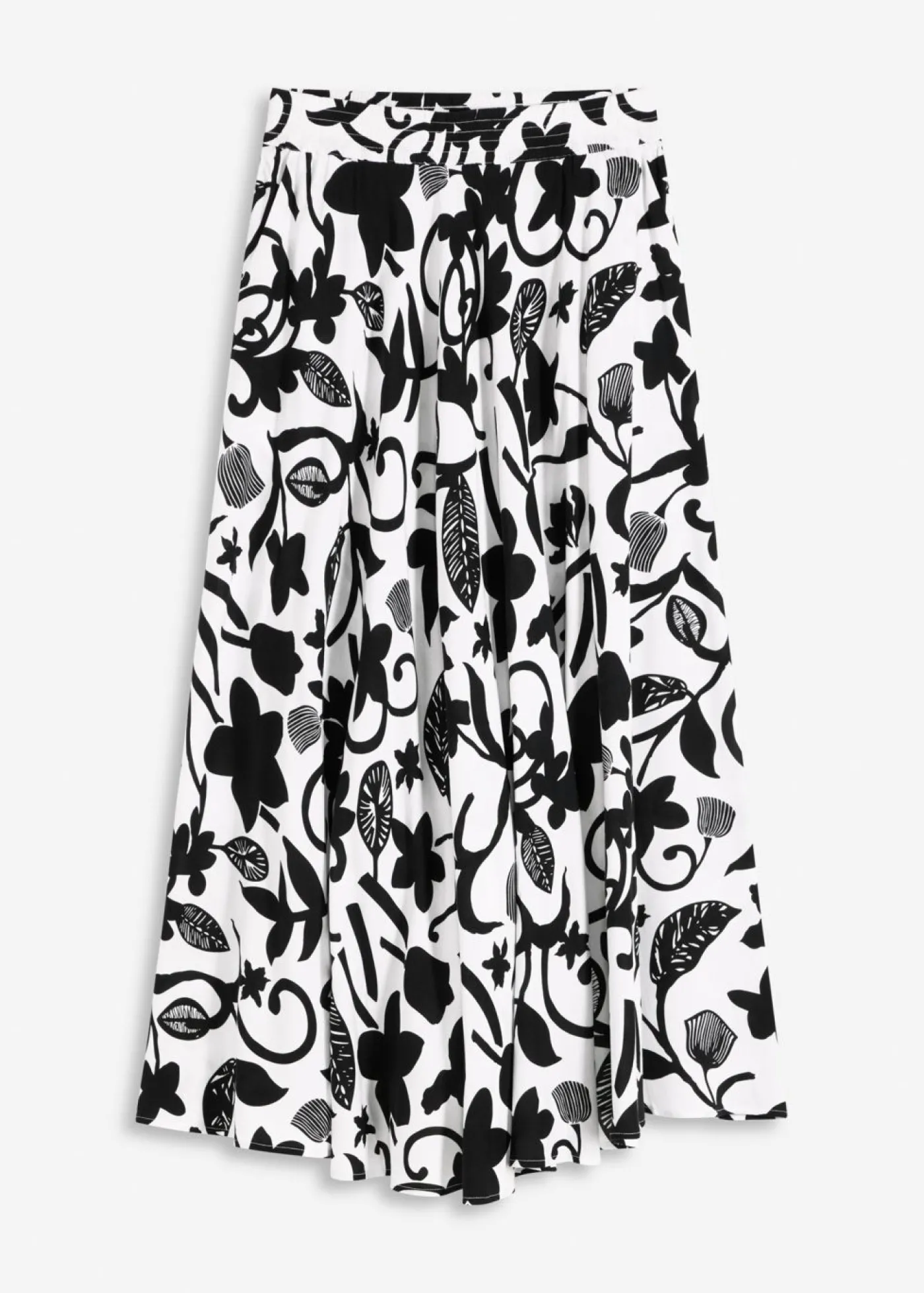 bonprix bonprix Falda larga de viscosa fluida Blanco lana-negro Hot