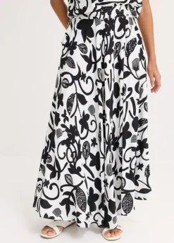 bonprix bonprix Falda larga de viscosa fluida Blanco lana-negro Hot