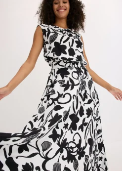 bonprix bonprix Falda larga de viscosa fluida Blanco lana-negro Hot