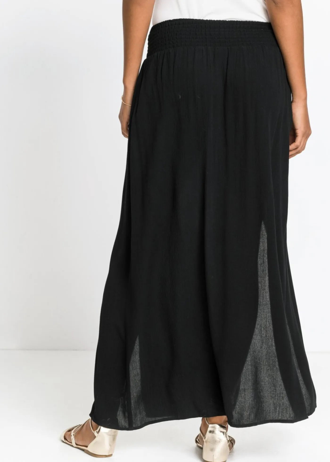 bonprix bonprix Falda larga de viscosa fluida Negro Online
