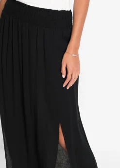 bonprix bonprix Falda larga de viscosa fluida Negro Online