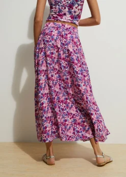 bonprix bonprix Falda larga de viscosa pura morado oscuro/rosa fucsia Discount