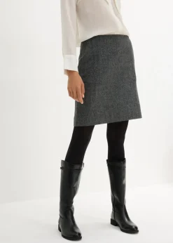bonprix bonprix Falda lápiz gris/negro moteado Outlet