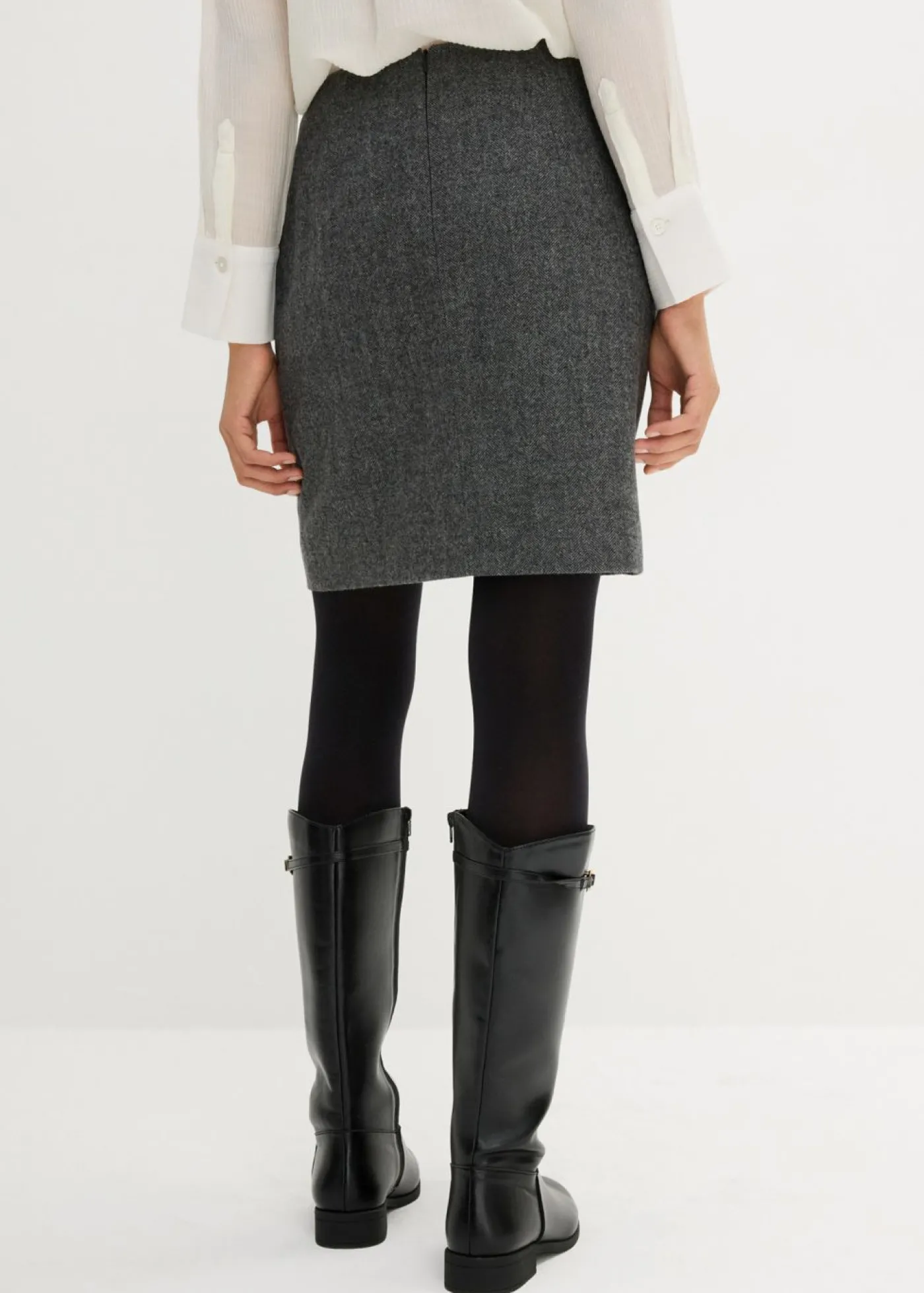 bonprix bonprix Falda lápiz gris/negro moteado Outlet