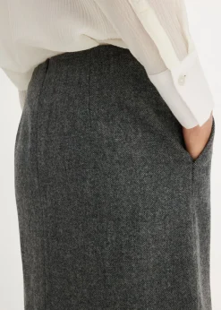 bonprix bonprix Falda lápiz gris/negro moteado Outlet