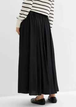 bonprix bonprix Falda maxi de mezcla de viscosa fluida Negro Hot