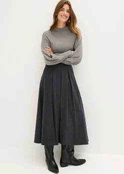 bonprix bonprix Falda midi Azul tinta jaspeado New