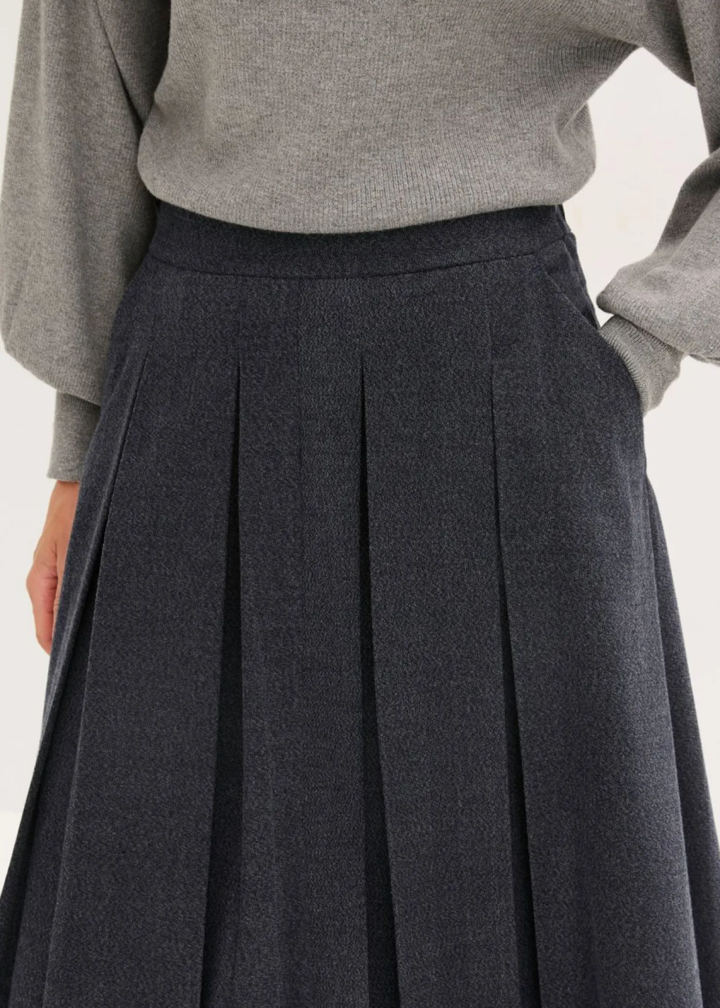 bonprix bonprix Falda midi Azul tinta jaspeado New