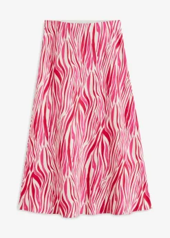 bonprix bonprix Falda midi con cintura cómoda crema-rosa caliente Outlet