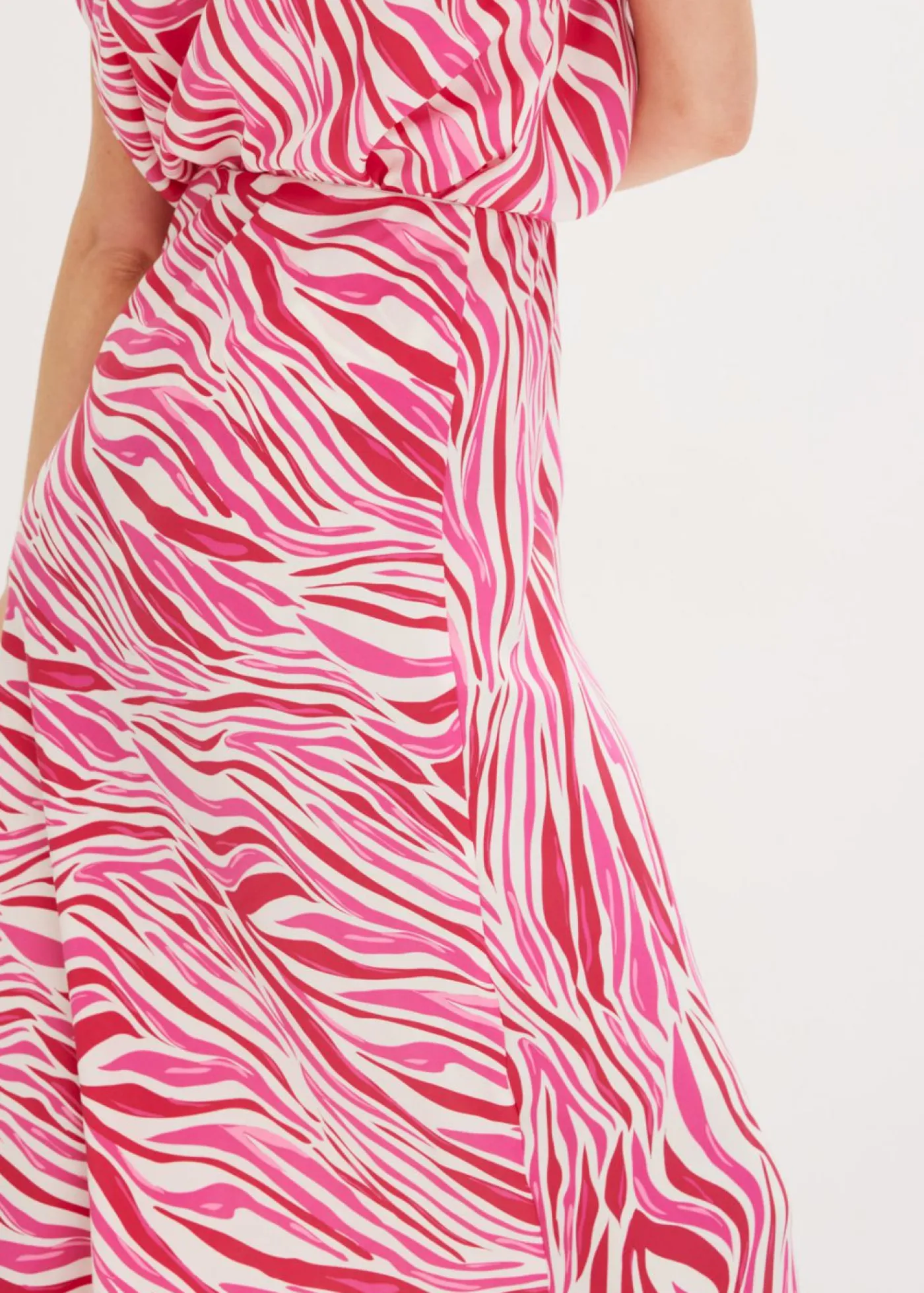 bonprix bonprix Falda midi con cintura cómoda crema-rosa caliente Outlet