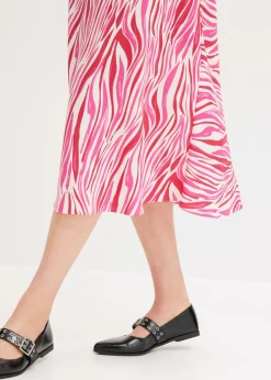 bonprix bonprix Falda midi con cintura cómoda crema-rosa caliente Outlet