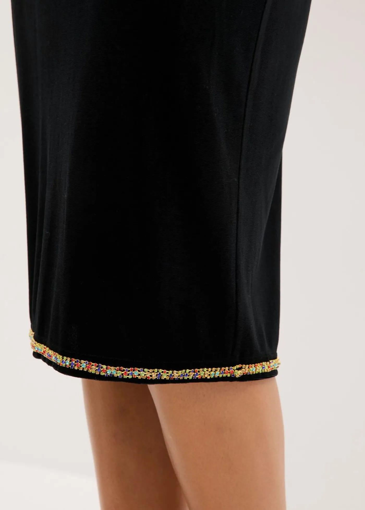 bonprix bonprix Falda midi con piedras brillantes Negro New