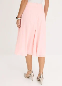 bonprix bonprix Falda midi con volantes Cuarzo rosa Online