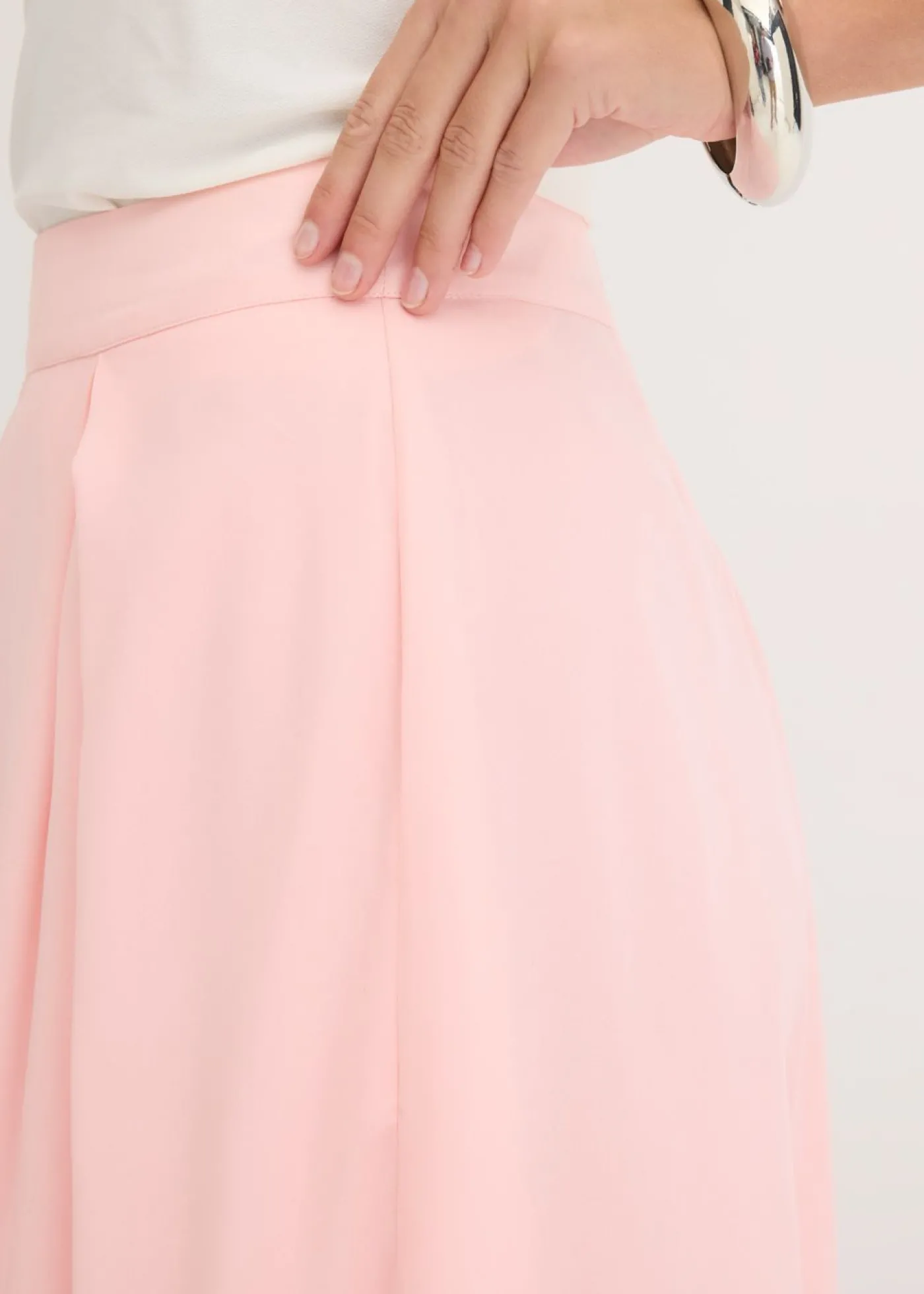 bonprix bonprix Falda midi con volantes Cuarzo rosa Online