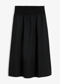 bonprix bonprix Falda midi de algodón puro Negro Outlet