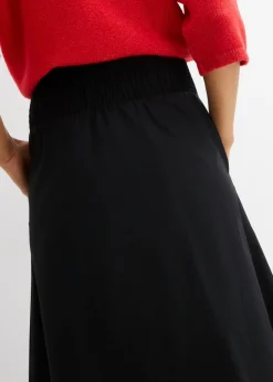 bonprix bonprix Falda midi de algodón puro Negro Outlet