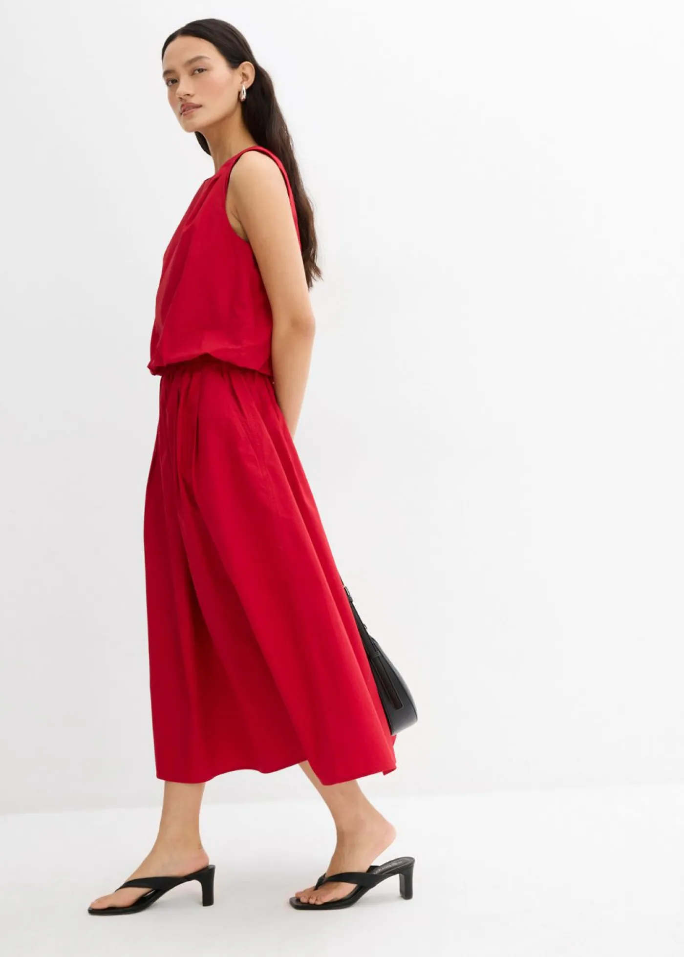 bonprix bonprix Falda midi de algodón puro rojo cayena Clearance