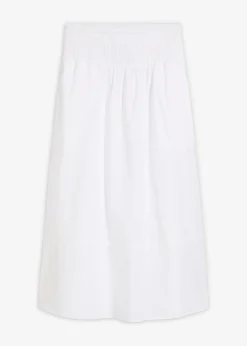 bonprix bonprix Falda midi de algodón puro Blanco Best